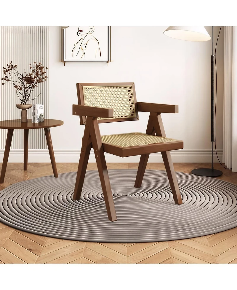 Streamdale Furniture Mid Century Rattan Dining Chairs - Set of 2 Brown