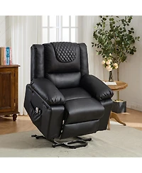 Streamdale Furniture Black Pu Remote-Controlled Heating and Massage Assistive Recliner for SeniorsI