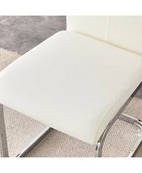 Streamdale Furniture Luxury Dining Chairs, White Fabric & Silver Legs, Set of 2