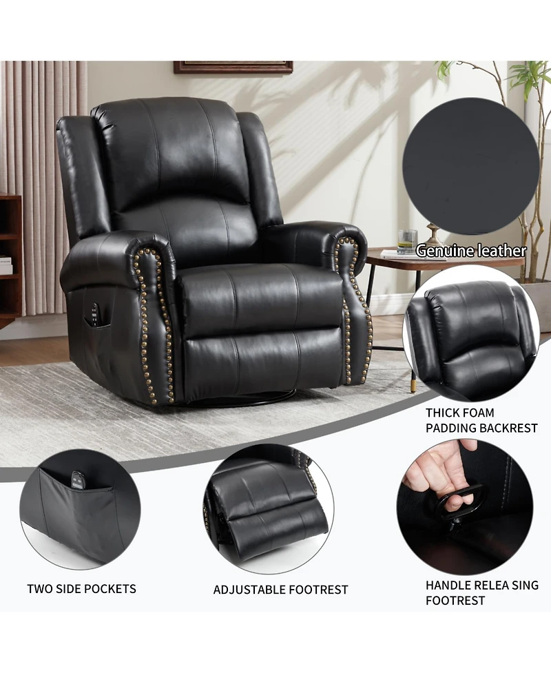 Streamdale Heat Massage Rocker Recliner Chair, Swivel Fabric