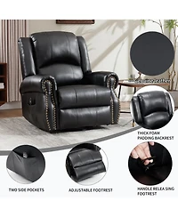 Streamdale Heat Massage Rocker Recliner Chair, Swivel Fabric