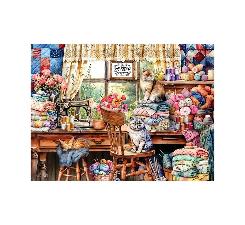 SunsOut Kittens Sewing Room 1000-piece Jigsaw Puzzle for Adults
