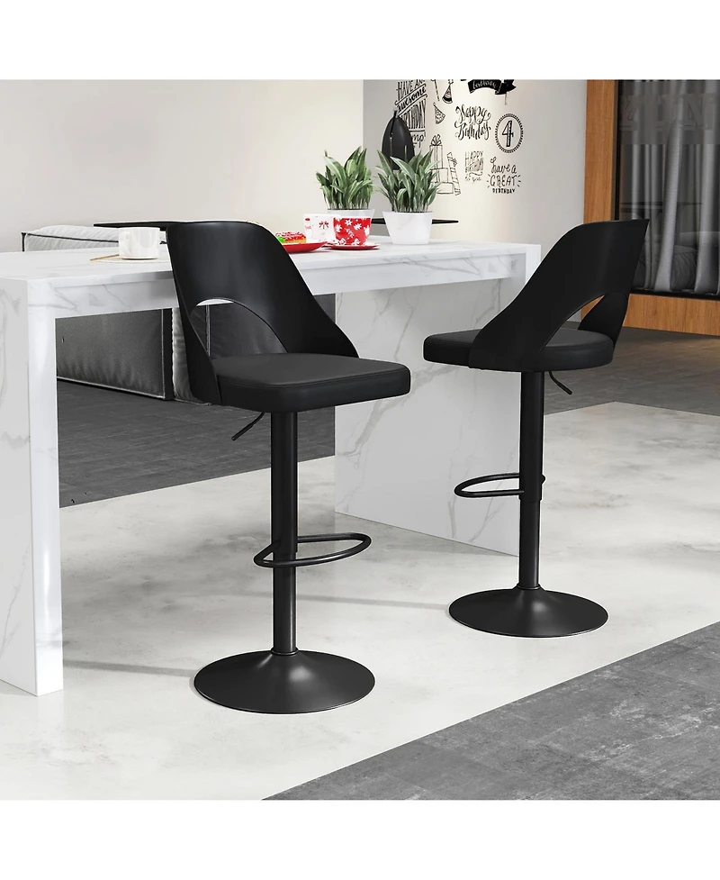Gymax Bar Stools Set of 4 w/Enlarged Pu Leather Seat Footrest Swivel Chairs