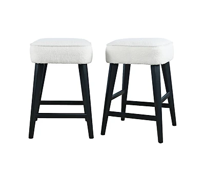 Jofran Wes Mid-Century Modern Boucle Upholstery Backless Counter Barstool (Set of 2)
