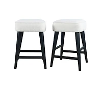 Jofran Wes Mid-Century Modern Boucle Upholstery Backless Counter Barstool (Set of 2)
