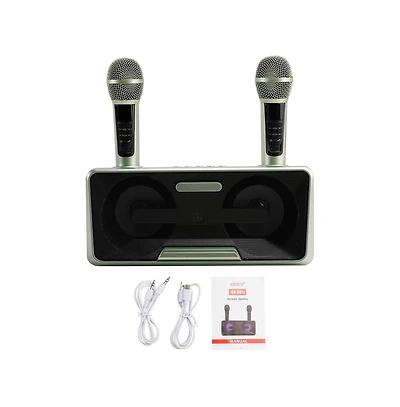 Artudatech Portable Karaoke Speaker System with 2 Wireless Mics, 20W HiFi Sound, Bluetooth & Aux for Parties and Camping