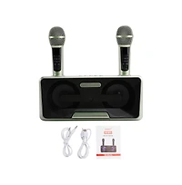 Artudatech Portable Karaoke Speaker System with 2 Wireless Mics, 20W HiFi Sound, Bluetooth & Aux for Parties and Camping