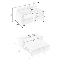 Streamdale Furniture 52" Black Velvet Sleeper Sofa with Pillows & Pockets