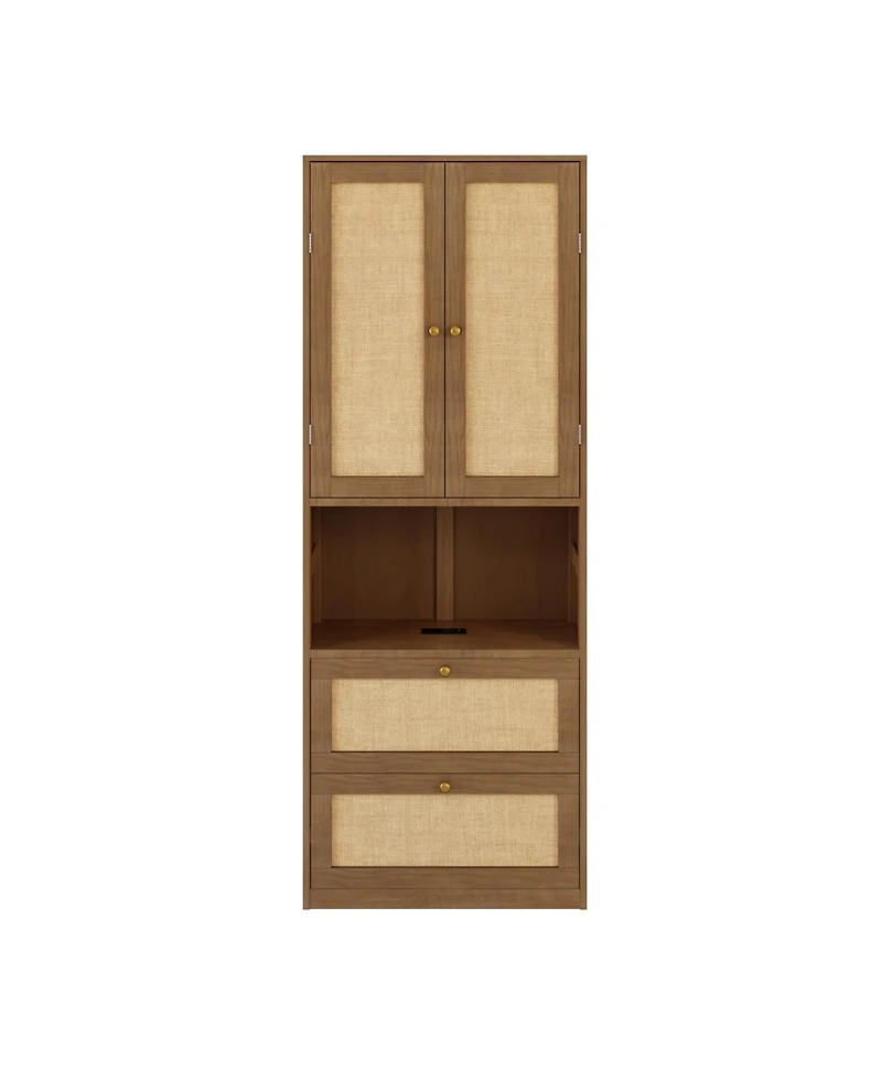 Streamdale Furniture Bookshelf with Usb 3 Drawers & 2 Doors