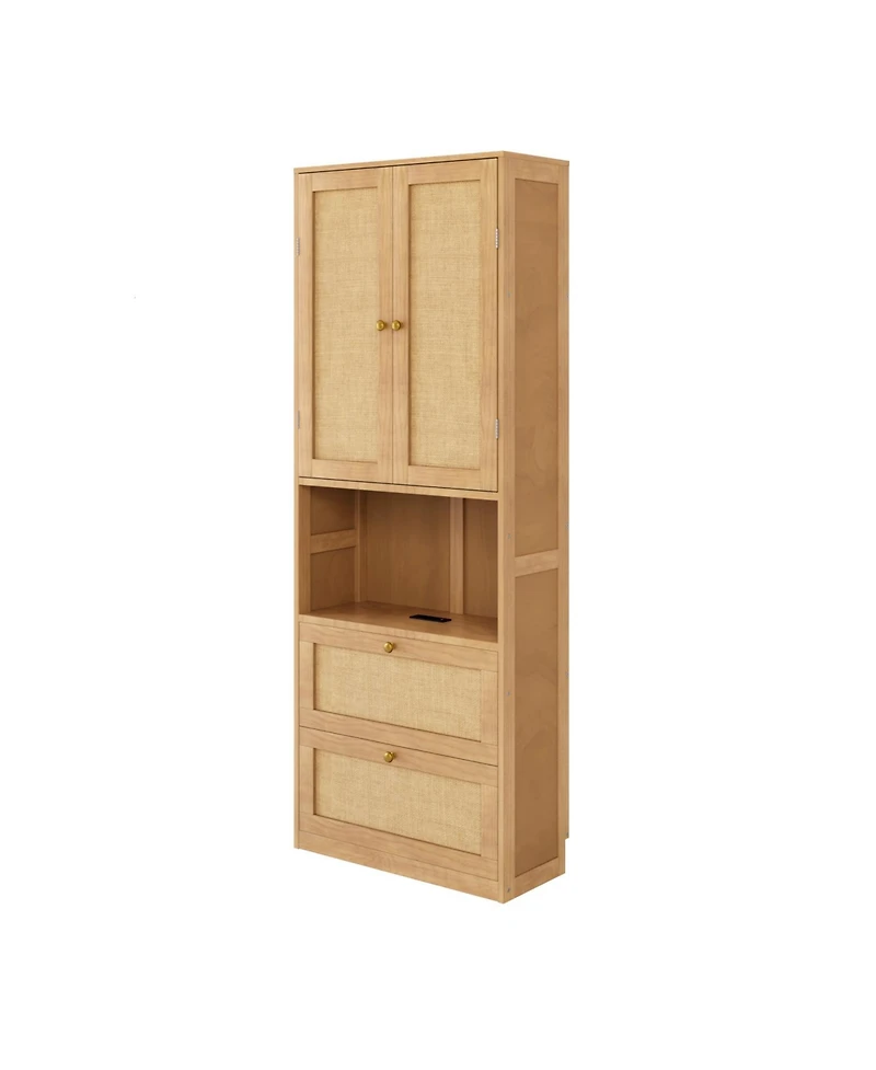 Streamdale Furniture Bookshelf with Usb 3 Drawers & 2 Doors