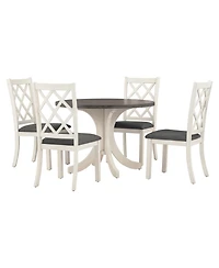 Streamdale Furniture Mid-Century 5-Piece Round Dining Set Walnut Table & Chairs