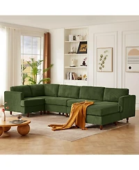 Streamdale Furniture Corduroy 6-Seater Modular Sectional Sofa (Green)