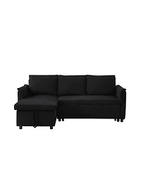Streamdale Furniture Corduroy Sleeper Sectional Sofa with Storage Chaise