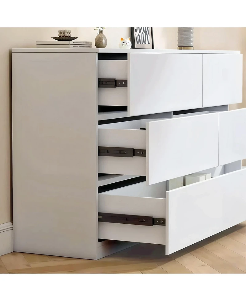 Streamdale Furniture 6 Drawer White Dresser - Modern Bedroom Storage Cabinet