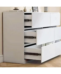 Streamdale Furniture 6 Drawer White Dresser - Modern Bedroom Storage Cabinet