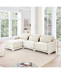 Streamdale Furniture Chenille 3-Seater Sofa w/ Ottomans
