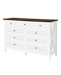 Streamdale Furniture Rustic White 9-Drawer Dresser