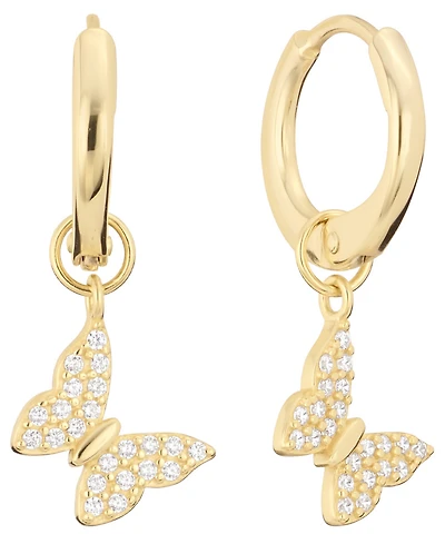 Macy's Cubic Zirconia Butterfly Charm Dangle Huggie Hoop Earrings