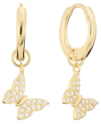 Macy's Cubic Zirconia Butterfly Charm Dangle Huggie Hoop Earrings