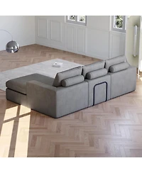 Streamdale Furniture 99" Corduroy Sectional Sofa with Chaise & 3 Pillows