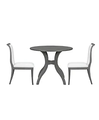 Streamdale Furniture Oak Gray Round Dining Set- 39.4" Table + 2 Chairs