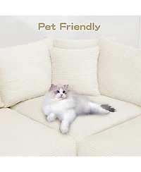 Streamdale Furniture Oversized Cloud Corduroy Sectional Couch with Ottoman & Pillows