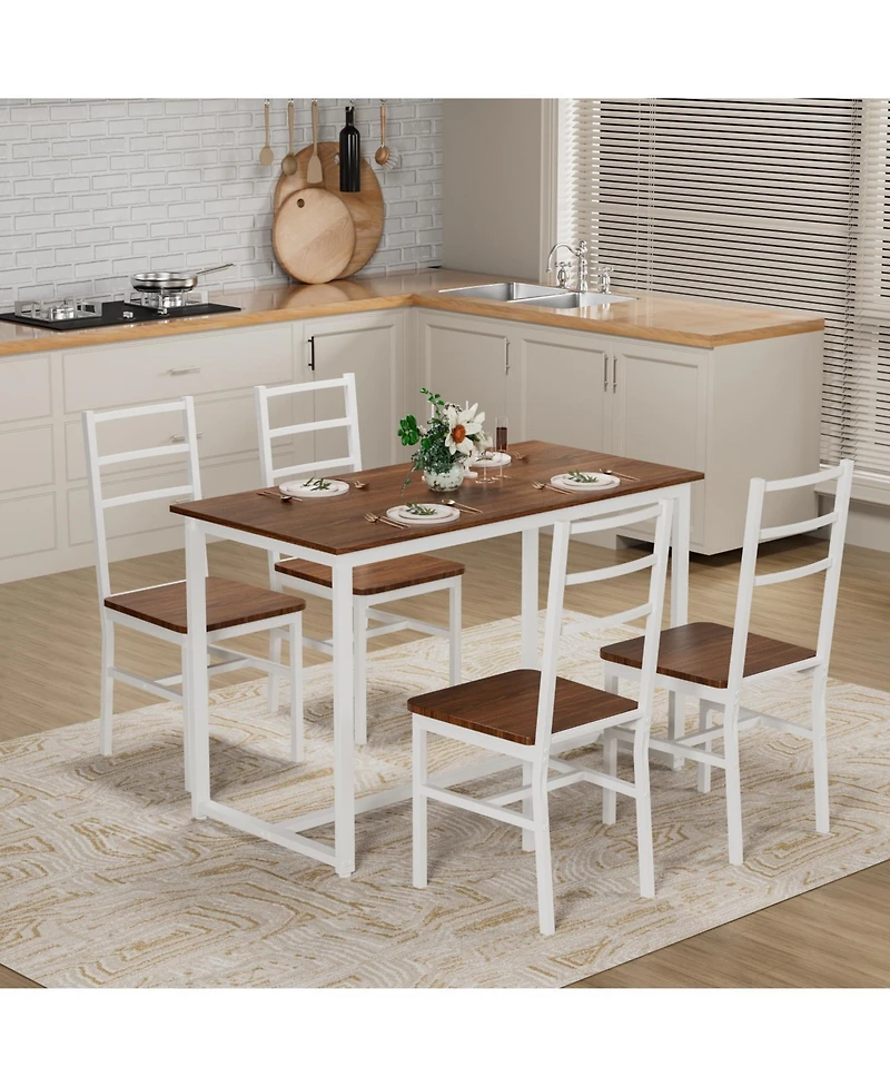 Streamdale Furniture 5-Piece Dining Table Set for 4, Space-Saving Design