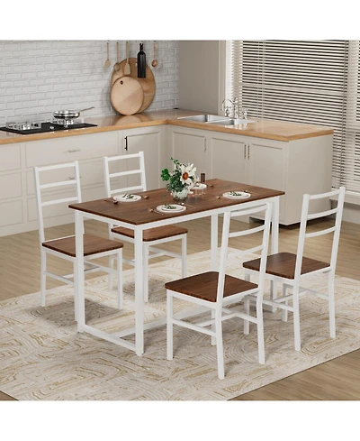 Streamdale Furniture 5-Piece Dining Table Set for 4, Space-Saving Design