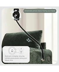 Streamdale Furniture 38" Sofa w/ Storage Ottoman, Usb, Phone Holder, Pockets, Wide Chaise, Chenille