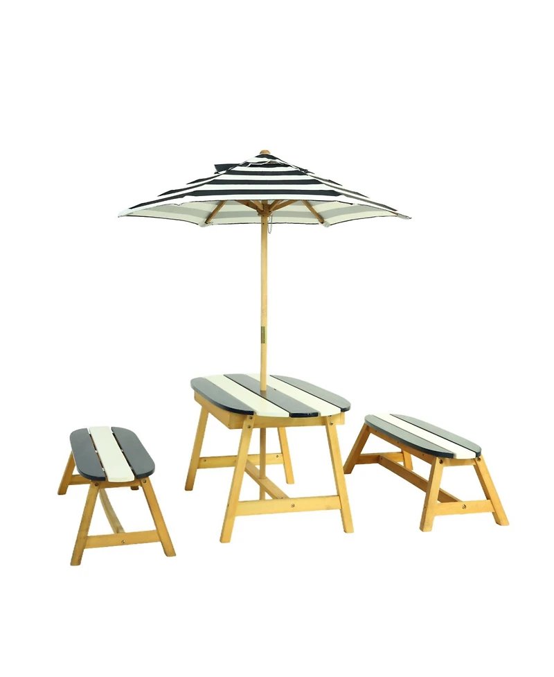 Streamdale Furniture Streamdale Naturally Playful Kids Picnic Table with Umbrella, Indoor/Outdoor Toys-Dark Blue