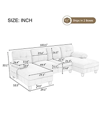 Streamdale Furniture U-Shaped Chenille Sectional Sofa with Dual Chaise & Storage - Yellow