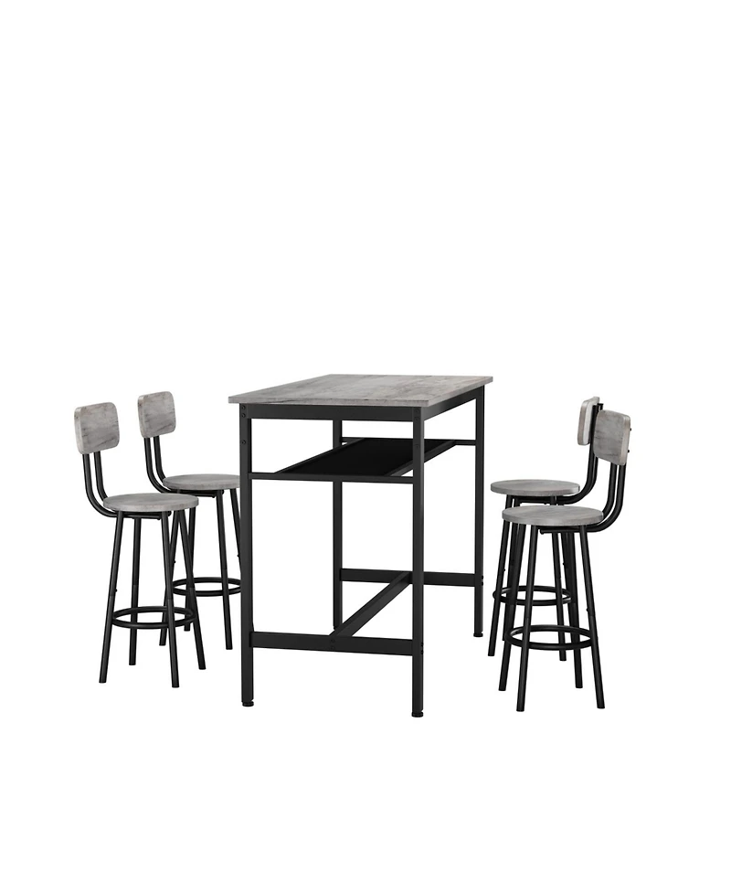 Streamdale Furniture Bar Table & 4 Chairs - Counter Height, Gray