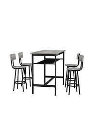 Streamdale Furniture Bar Table & 4 Chairs - Counter Height, Gray