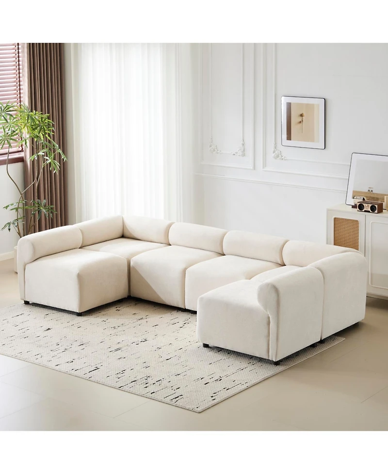 Streamdale Furniture Evelyn 114" 6-Piece U-Shaped Modular Sectional Sofa