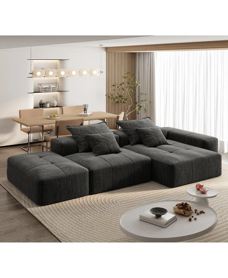 Streamdale Furniture Modern Oversized Chenille Sectional Sofa with Ottoman & Pillows