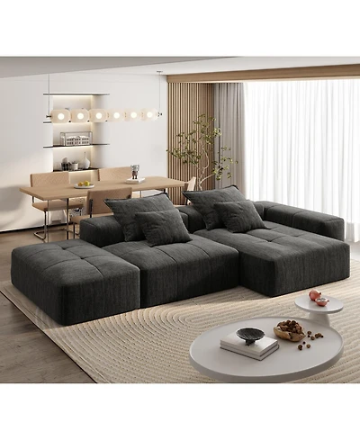 Streamdale Furniture Modern Oversized Chenille Sectional Sofa with Ottoman & Pillows