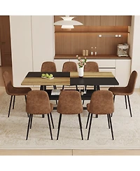Streamdale Furniture Streamdale Wooden Dining Table Set with 8 Brown Chairs
