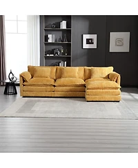 Streamdale Furniture Oversized Chenille Sectional Sofa with Ottoman & Memory Foam