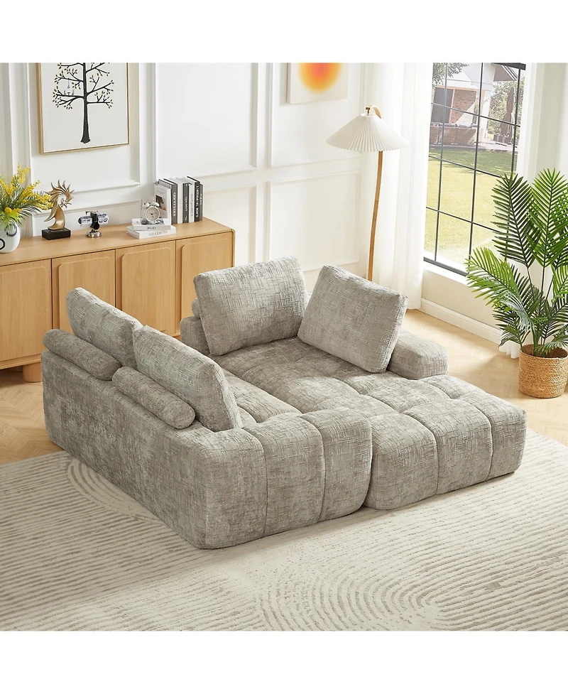 Streamdale Furniture Chenille L-Shape Sectional Sofa, Comfy Sleeper Couch, No Assembly