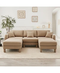 Streamdale Furniture Boucle U-Shape Sectional Sofa with Ottomans & Shell Armrests