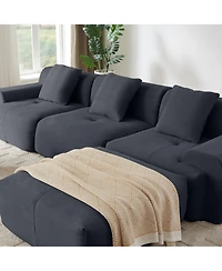 Streamdale Furniture Modern L-Shaped Corduroy Sectional Sofa Dark Gray Oversized 3-Seater Couch