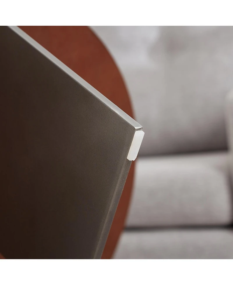 Streamdale Furniture Round Coffee Table Walnut Wood Surface and Black Metel Feet