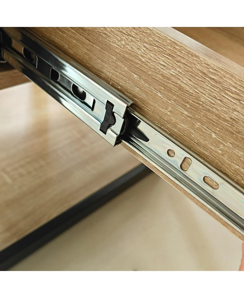 Streamdale Furniture Modern End Table with Drawer - Natural Wood & Glass