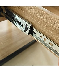 Streamdale Furniture Modern End Table with Drawer - Natural Wood & Glass