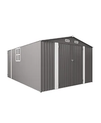 Streamdale Furniture 10x14 Metal Storage Shed, Lockable Doors, Window, All-Weather Shelter