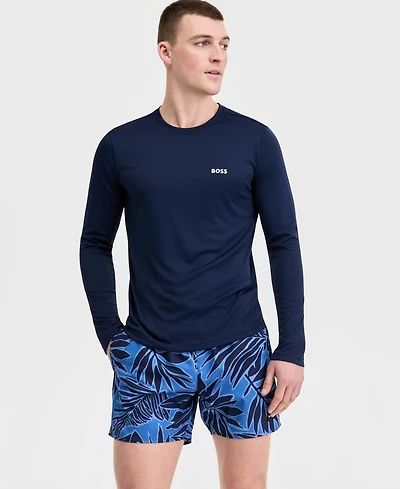 Boss by Hugo Men's Long-Sleeve Uv Protection Rashguard Swim Shirt