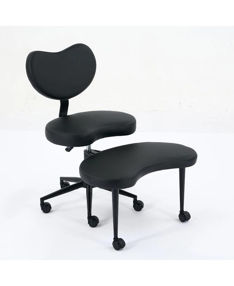 Streamdale Furniture Meditation Chair Plus - Cross Legged, Wheeled, Lumbar Support, Black Pu