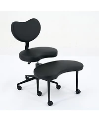 Streamdale Furniture Meditation Chair Plus - Cross Legged, Wheeled, Lumbar Support, Black Pu