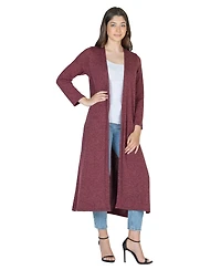 24seven Comfort Apparel Women's Knit Three Quarter Bell Sleeve Open Cardigan Sweater