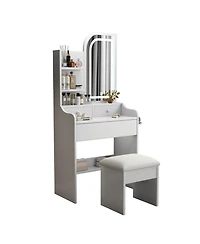 Streamdale Furniture Sturdy Makeup Table with Adjustable Led Mirror and Ample Storage